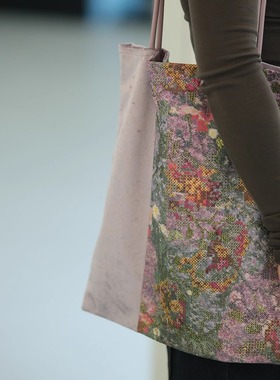 紫色亮片牛仔春夏时尚百搭女生单肩包帆布包大容量小众包包礼物