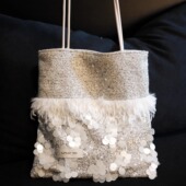 通勤亮片香风单肩包大容量帆布包包托特包白色高级小众设计轻奢