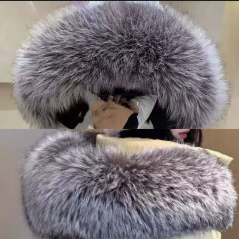 银狐毛领单卖超大银狐毛领定制