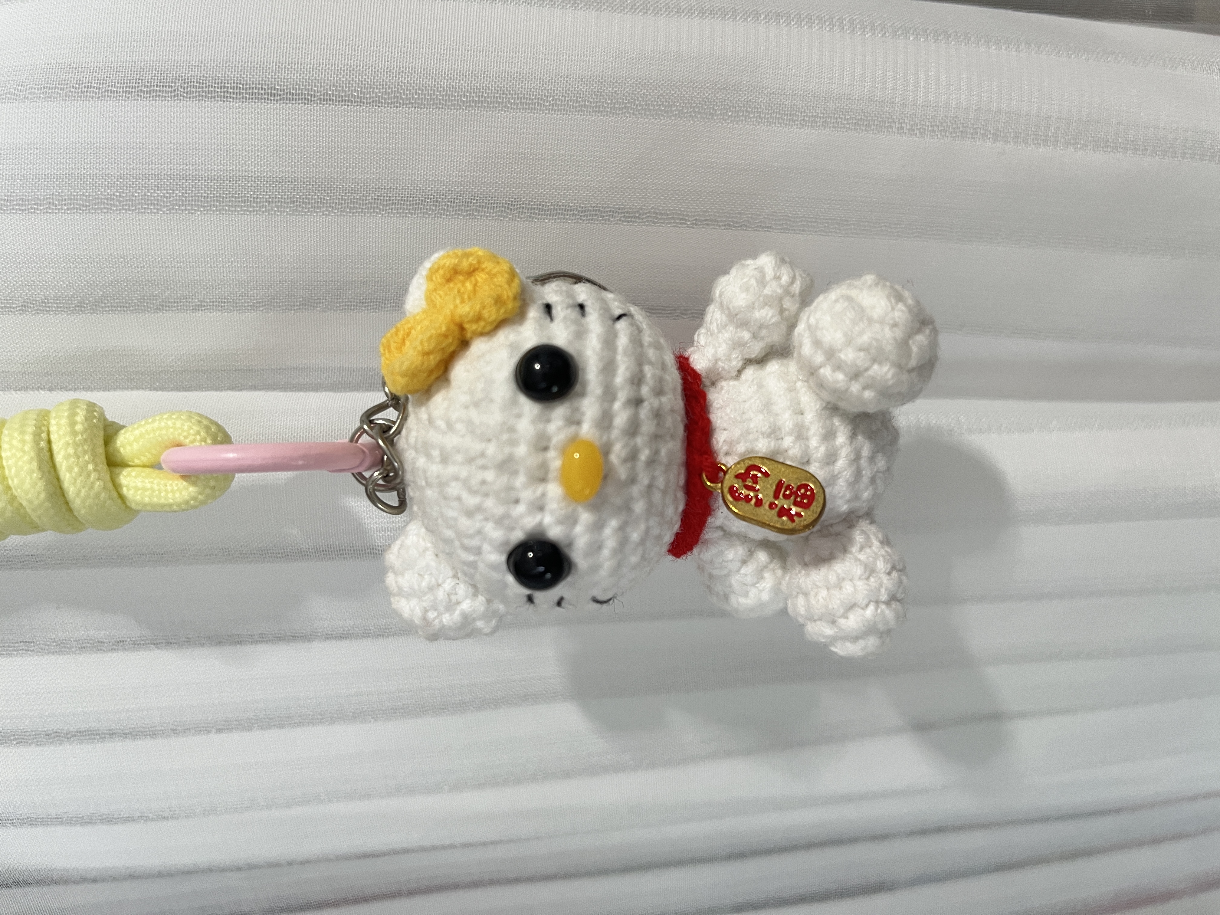 成品Kitty招财猫钩织玩偶手工制作礼物包包挂件钥匙扣