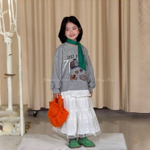 韩国童装 女童洋气甜美蝴蝶结卫衣女宝宝宽松休闲上衣 2025秋季 新款