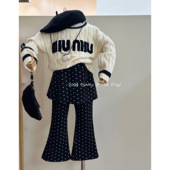 韩国版 儿童时髦一体绒裙裤 2025秋冬新款 女童高级感洋气圆领针织衫