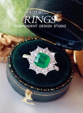 方形宝石祖母绿百搭水钻戒指百搭