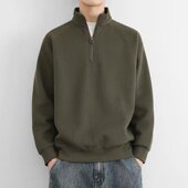 retro hoodie zip Half Spring collar coat American men Autumn