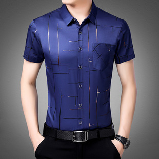 欧美男士短袖t恤衬衫翻领T修身半袖印花体恤大码上衣men shirt
