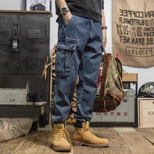 美式复古牛仔裤男士American retro workwear jeans men pants