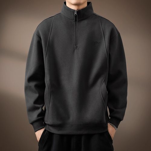 High end American half zipper stand up collar sweatshirt men