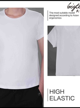 bigtime大时代女士/男士圆领短袖T恤 白色百搭打底上衣 柔韧高弹T