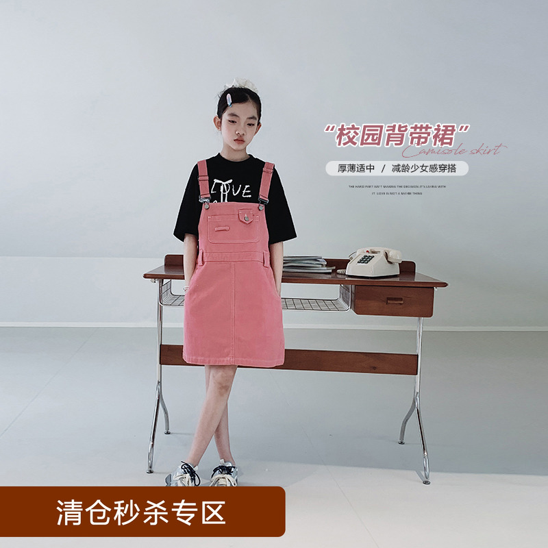 女大童背带裙2025夏装新款初中生牛仔连衣裙青少年学生休闲裙子潮