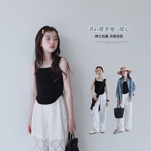 女童背心2025夏装新款女大童初中生简约吊带上衣儿童学生薄款打底