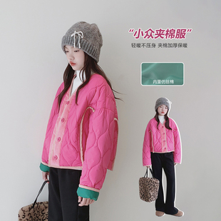 女童棉服2025冬装新款女大童初中生加厚韩版短款外套儿童保暖上衣