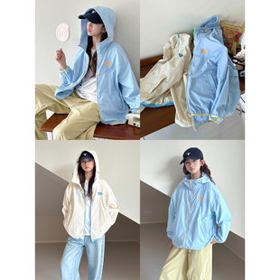 【马卡龙】初中生女孩外套2026春装新款青少年休闲连帽拉链衫上衣