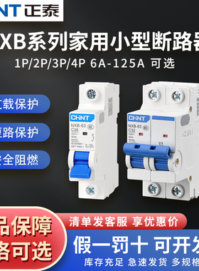 正泰家用小型1P空气开关断电保护器63a空开总开三相电NXB-63
