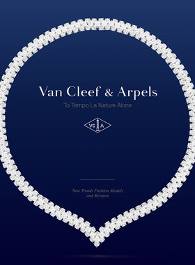 100页梵克雅宝珠宝ppt模板VanCleef&Arpels首饰钻石宝石项链戒指