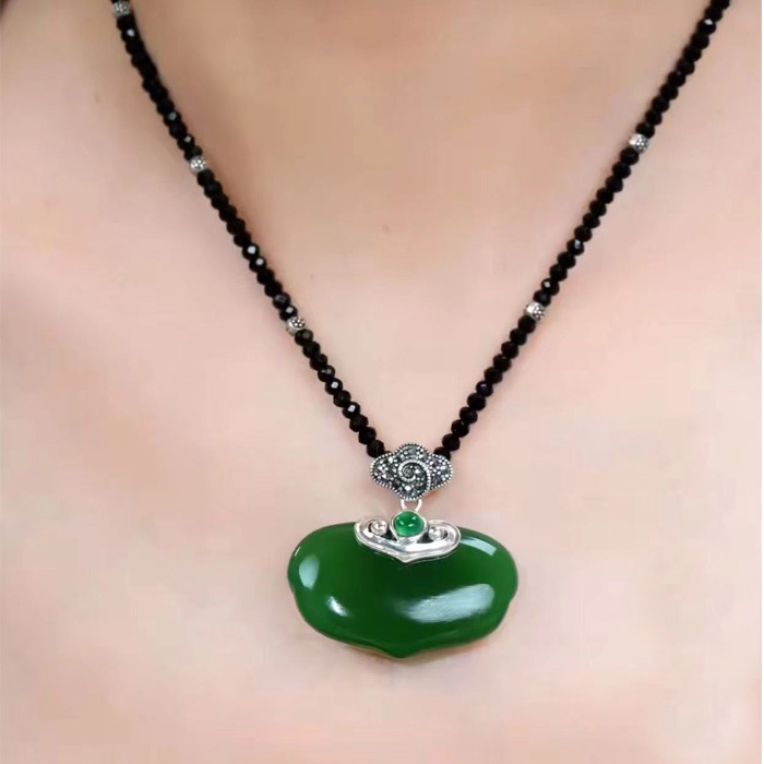 奥特莱斯折扣撤柜清仓捡漏店如意锁吊坠女镶嵌项链outlets女配饰