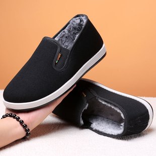 老北京布鞋 耐穿耐磨休闲鞋 男款 防滑艾草爸爸鞋 加绒棉鞋 3520正品