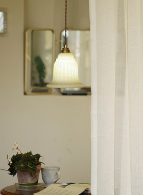 法国 KNOP花苞小吊 法式复古中古少女床头吊灯玉石玻璃餐桌全铜