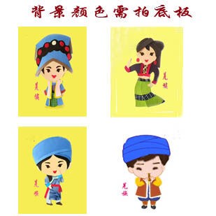 羌族布贴画材料56民族半成品 学生儿童手工即时贴拼贴卡通定制