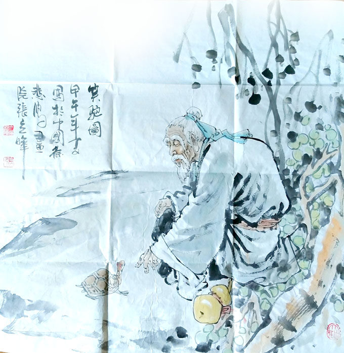 北京画家笑驼图手绘写意人物禅画