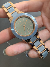 现货美国代购anne klein 雾霾蓝色陶瓷镜面表盘女士石英手表