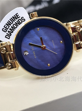现货美国Anne klein 1980藏蓝色手镯款女士石英手表