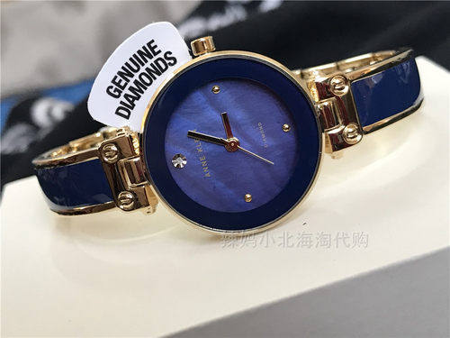 现货美国Anne klein 1980藏蓝色手镯款女士石英手表