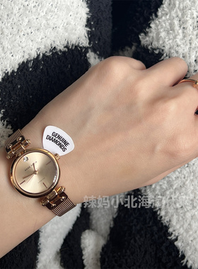 现货美国anne klein安妮克莱恩玫瑰金简约气质女士石英手表小表盘