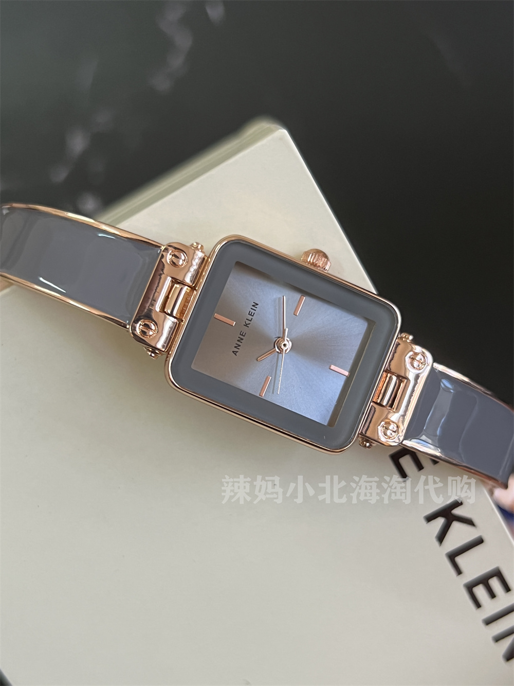 现货美国代购Anne klein迷你方形表盘大象灰色手镯款女士石英手表