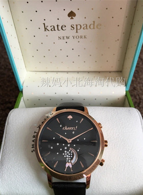 现货正品kate spade KST23100 黑色真皮女士智能手表监测睡眠