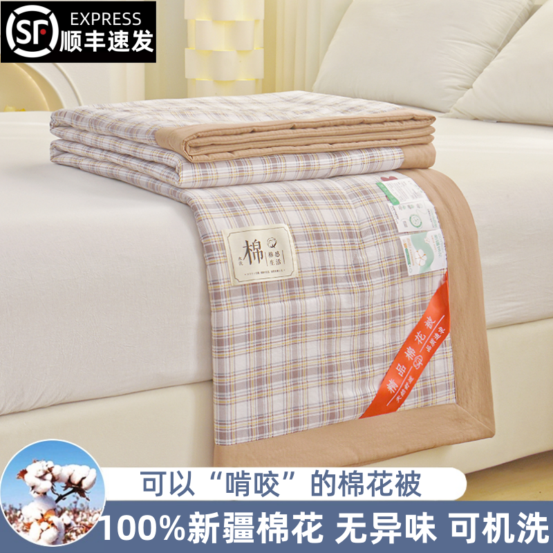 100%新疆棉花被夏凉被可机洗夏被