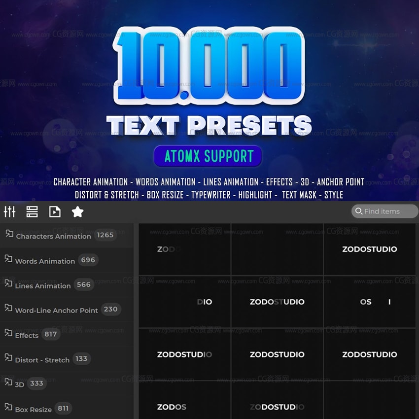 AE扩展脚本10000种文字标题动画文本预设包Text Presets V2