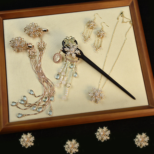 《冬日恋歌》华容珠翠原创发簪发夹耳环项链国风新中式后脑勺头饰