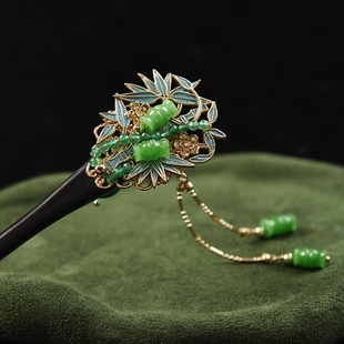 华容珠翠原创檀木发簪汉服旗袍马面裙日常简约丸子头盘发饰国风