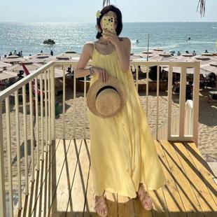 吴零零【罗马假日】夏季吊带露背连衣裙宽松大码海边度假沙滩裙