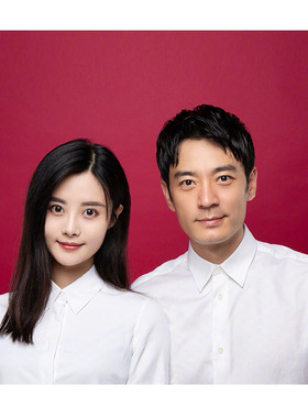 明星同款结婚照高档光丝纯棉透气商务免熨烫版长袖白衬衫商务衬衫