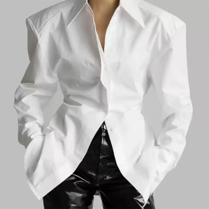 法式简约收腰廓型白衬衣