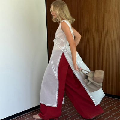 欧美微透薄蕾丝花边V领无袖外搭