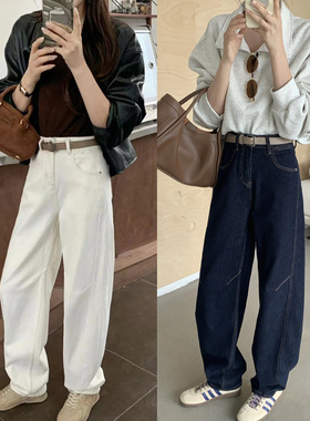版型绝绝紫！帅爆小脚老爹裤！秋新款宽松休闲哈伦裤牛仔裤79012