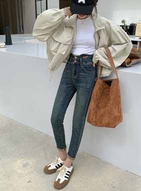 铅笔裤来咯！高品质复古高腰九分小脚裤洋气显瘦紧身牛仔裤71667