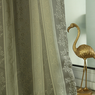 唐顿米 出口提花欧式古典双层遮光精致窗帘成品固定褶皱送可调钩