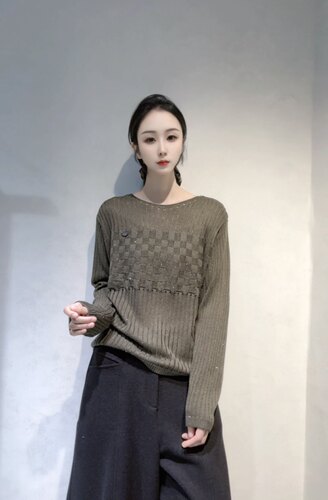 毛衣女2026秋新款圆领宽松亮片百搭长袖亲肤羊毛针织衫