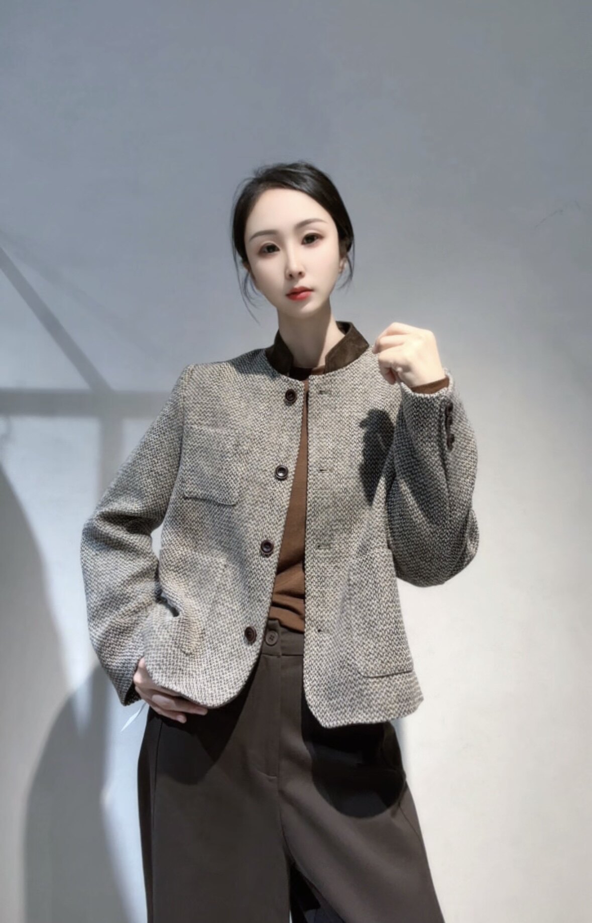 小香风长袖圆领粗花呢短外套女秋装2026秋季新款气质减龄开衫上衣