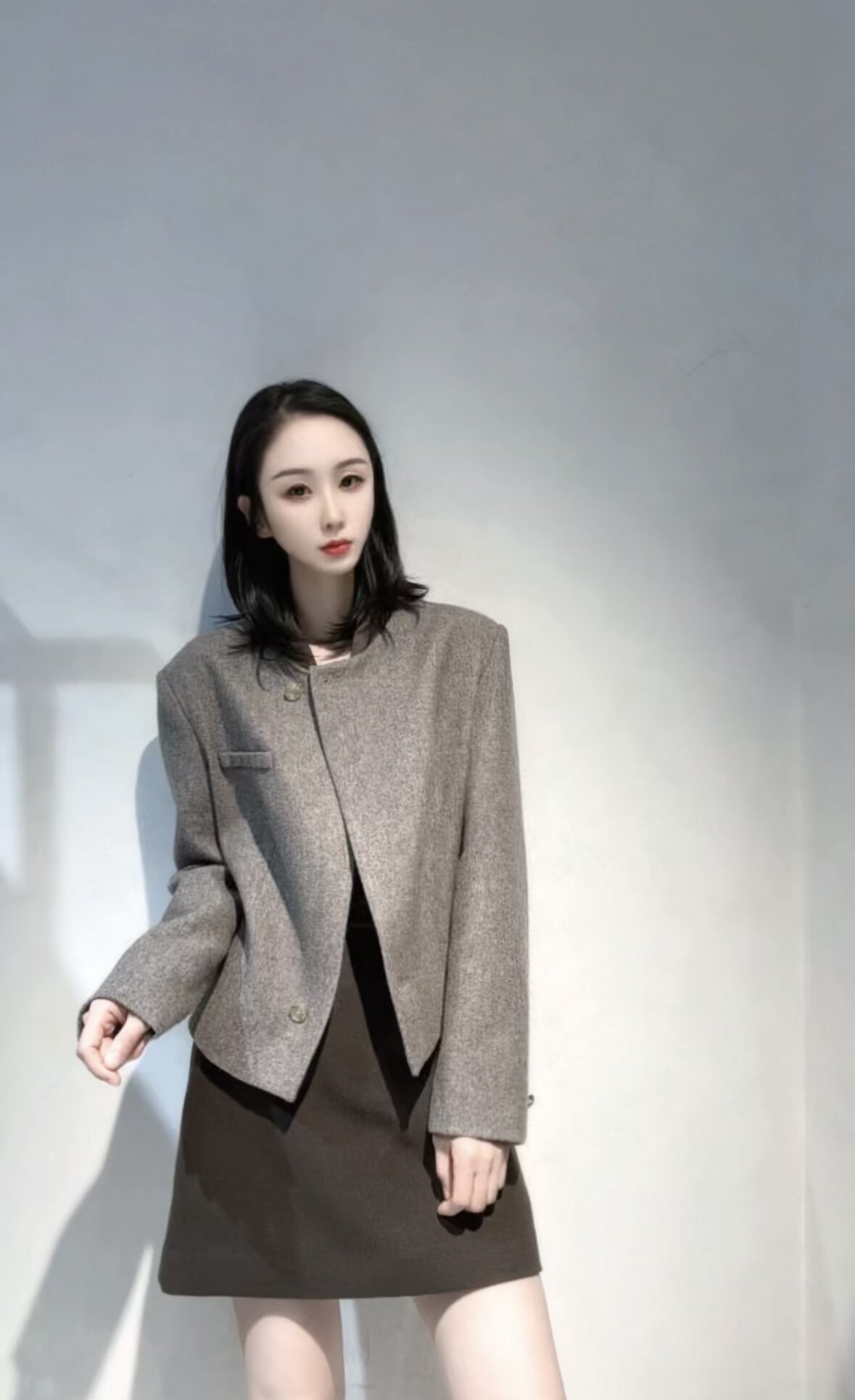南油高货100%绵羊毛呢外套2026秋冬女装新 立领英伦风西装外套