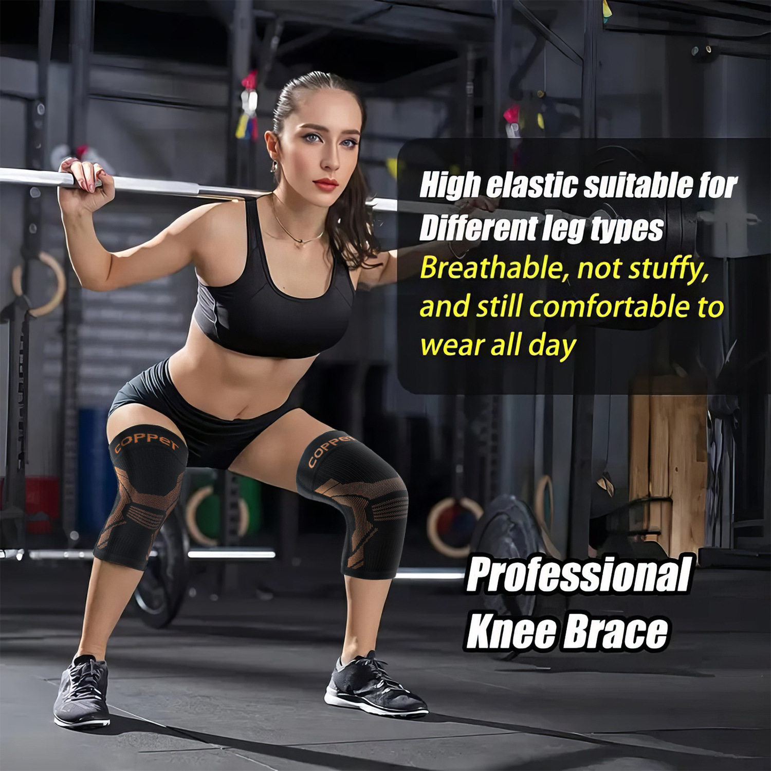 铜离子运动护膝骑行加压篮球跑步护具装备防滑健身跑步运动户外