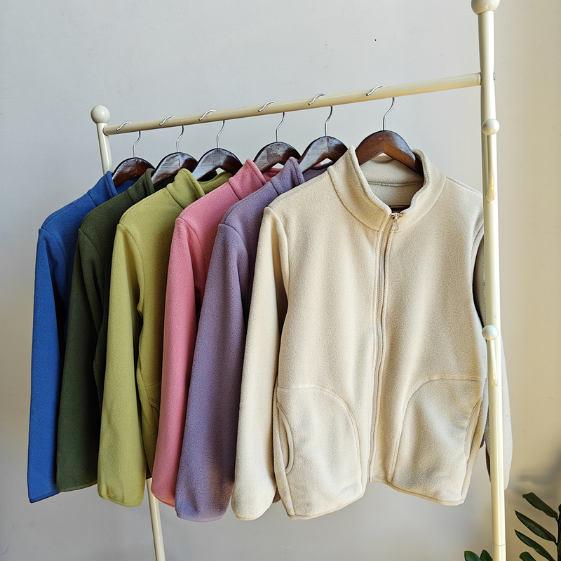 摇粒绒外套儿童秋冬纯色女士立领保暖拉链衫卫衣校服神器亲子男