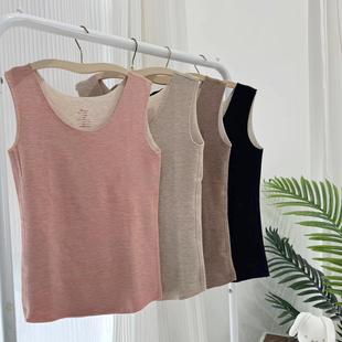 羊毛蚕丝德绒女士保暖背心发热打底衣内搭弹力秋冬马甲大码 蓄热