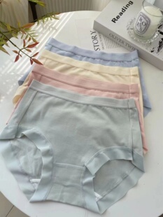 棉裆四针六线无骨弹 新疆棉不夹立体剪裁三角裤 4条装 纯棉女士内裤
