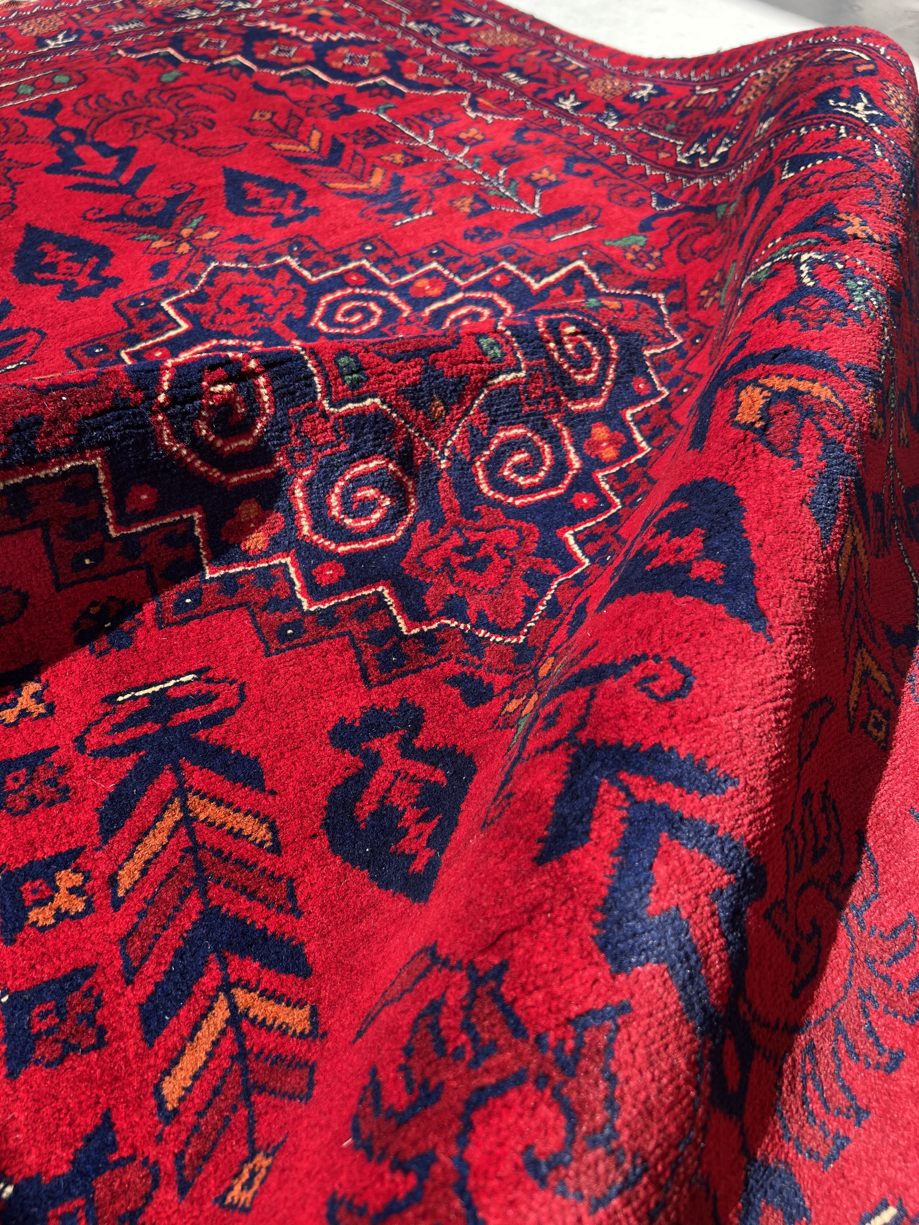 梭罗双树｜100*150左右复古红色手工打结书房卧室床边毯 游牧时光