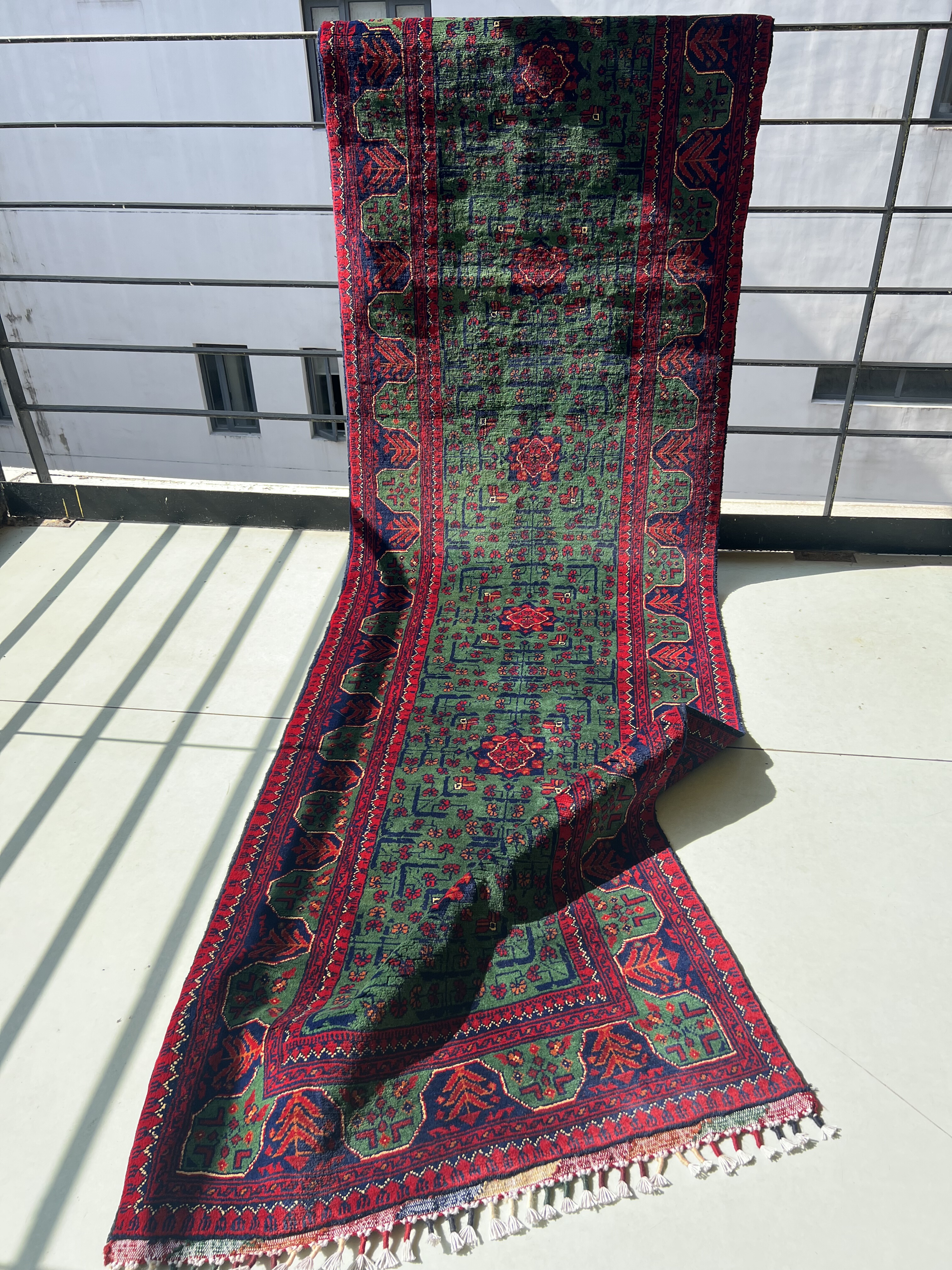 梭罗双树｜80*300左右阿富汗手工打结过道毯走廊毯长条玄关毯