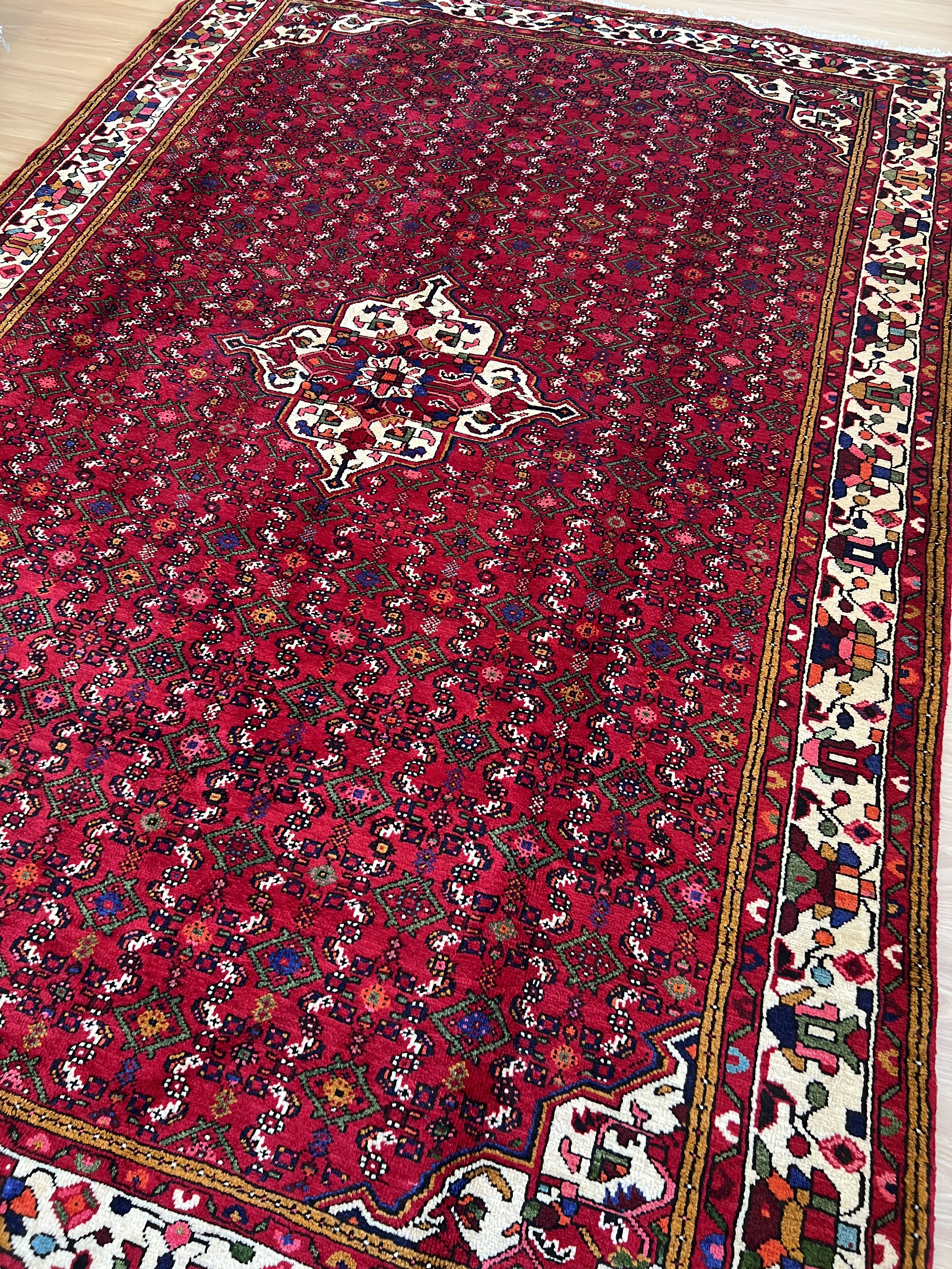 梭罗双树｜200*300左右红色波斯中古地毯手工打结羊毛大地毯客厅